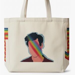 rainbow harry styles canvas tote bag